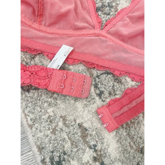 Free People Coral Galloon Lace Halter Bra Medium Bralette Boho Festival - Picture 6 of 7